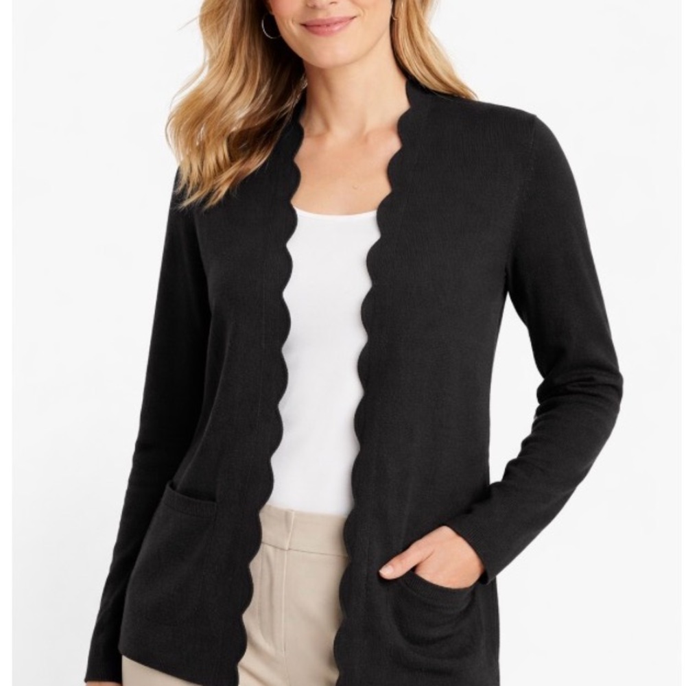 Talbots Black Scalloped Cardigan